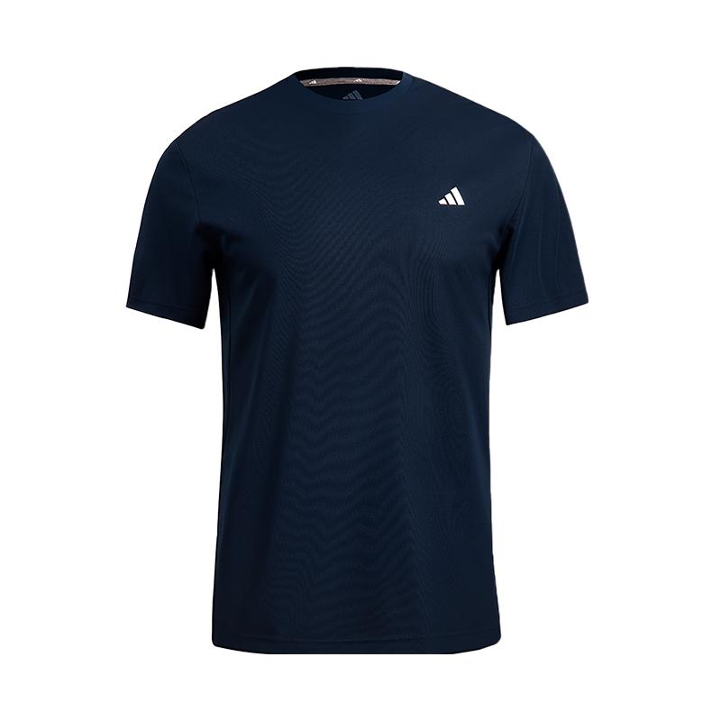 Adidas Classic Three Stripes Quick-Dry T-Shirt Lightweight Breathable Fitness Sportswear Round Neck Short Sleeve Men Tops Navy-Blue KC3742