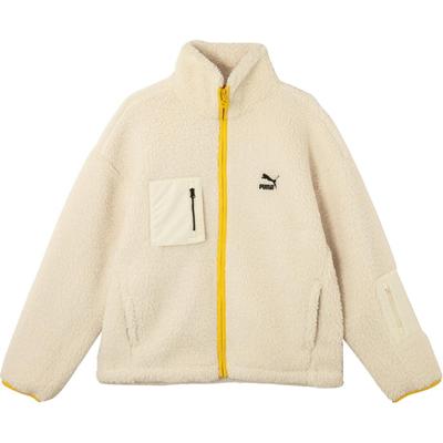 Puma Logo Casual Stand Collar Long Sleeve Fleece Jacket Men Jackets Off-White 539231-93