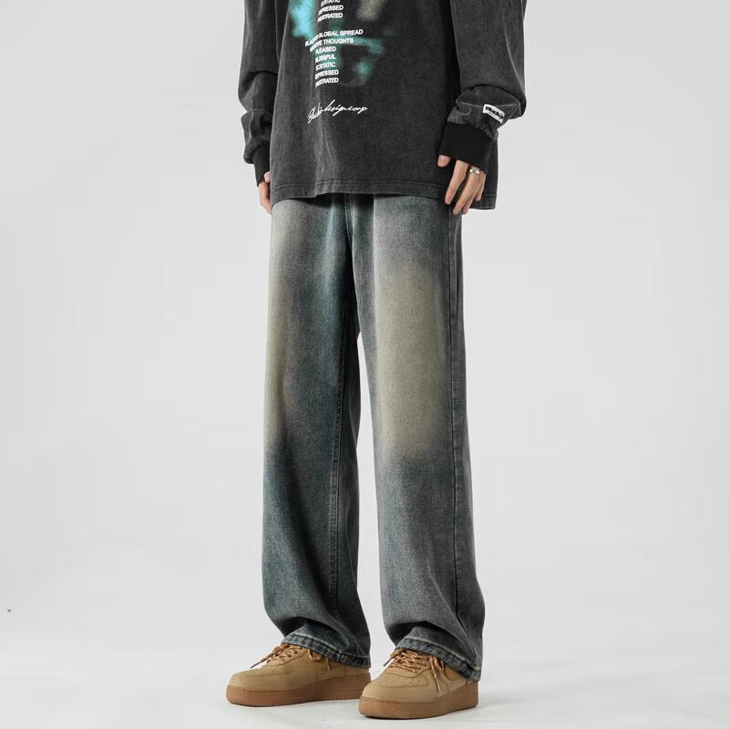 Dingfengbaoluo Men's K102 Loose Straight Leg Casual Jeans