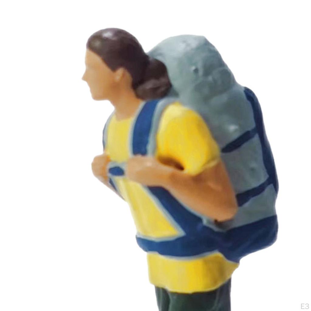 1/64 Figure Doll Backpacker Handpainted Resin Mini Travelers Figurines for Fairy Garden Accessory