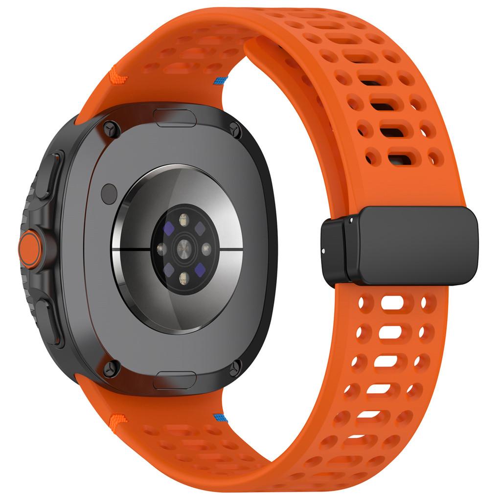 

Silicone Watch Strap Replacement Magnetic Foldable Buckle Wristband Breathable Bracelet for Samsung Galaxy Watch 8/8 Classic for Galaxy 8 Classic оранжевый