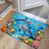 1pc, 2D Flat Printing, Ocean Dolphin Coral Reef Entrance Mat, Non-Slip Doormat for Entryway, Machine Washable and Easy To Clean Polyester Mat, Suitabl