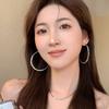 New 111 silver needle large circle earrings for women, European and American cold wind plain circle simple temperament large earrings earrings