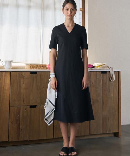 Is Summer Linen V-Neck Dress_Black