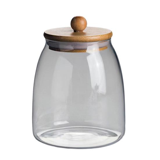 Gewürzglas mit Bambusdeckel Silikondichtung Glasbehälter Klares Glas für Tee Gewürze Trockenwaren Küche