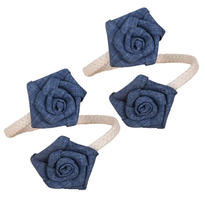 

Adjustable Decorative Curtain Clip Fabric Flower Design Curtain Twist Tiebacks for Living Room and Bedroom Set of 2 синий