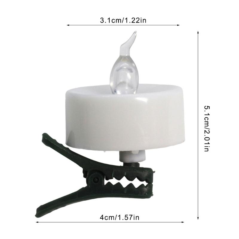 12 Count Clip Flameless LED Tealight Realistic Flame Decoration For Vases Tables Reusable Battery Candle