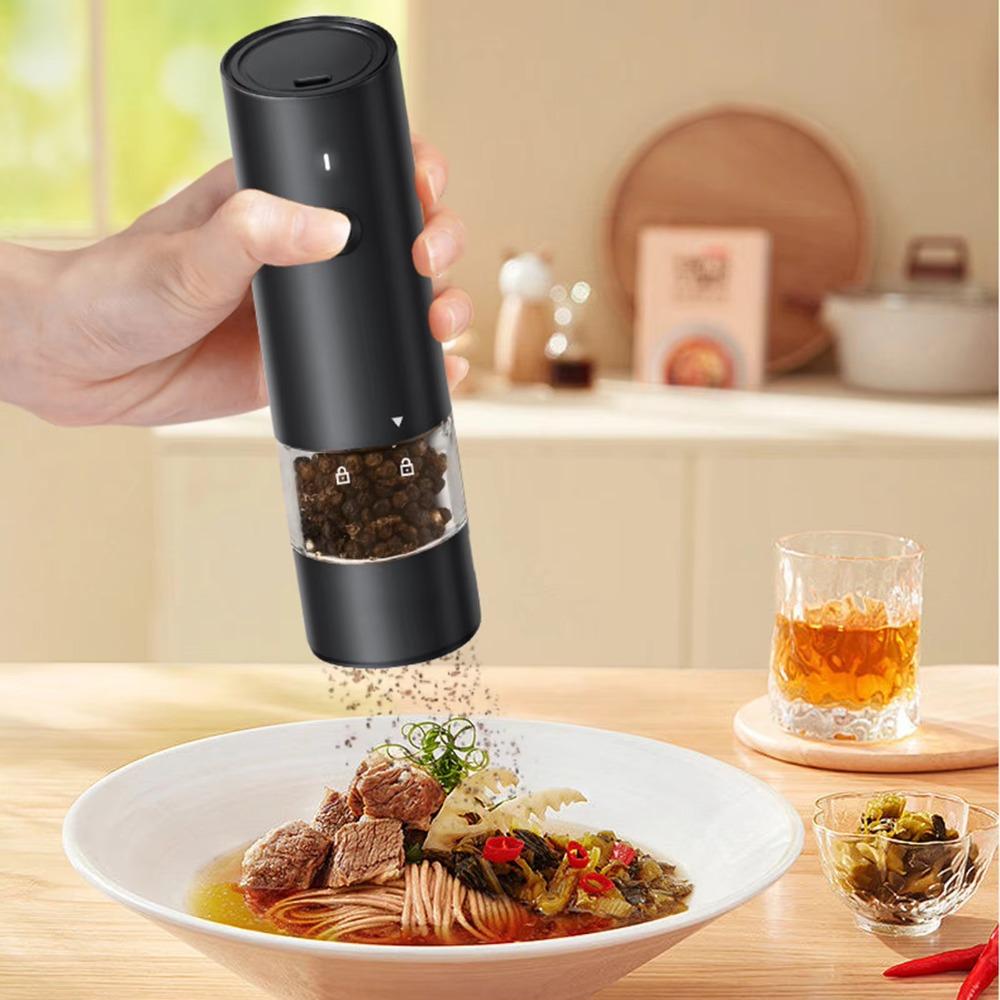USB Rechargeable Electric Salt and Pepper Grinder with Light Pepper Mill Bottle Cooking