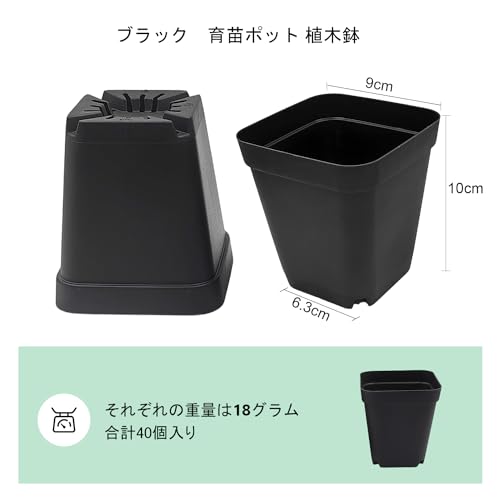 RooTrimmer Sämlingsbehälter, Größe 3, Set mit 40 Stück, Verhindert Wurzelfäule, Geeignet für Sukkulenten, PP-Kunststofftöpfe mit Schlitzdrainage, Wiederverwendbar, Mattes Finish, 9