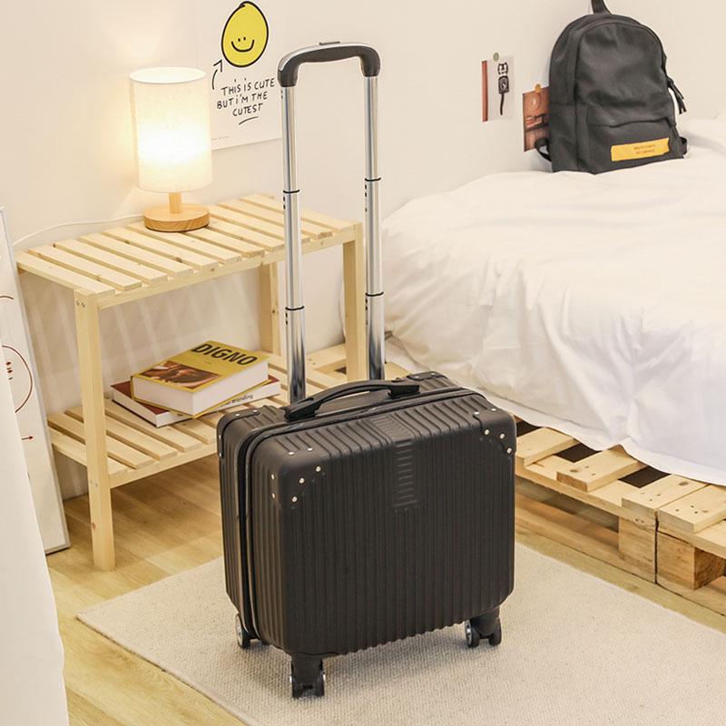 

18-Inch Silent Spinner Carry-On Suitcase with Telescopic Handle and Password Lock 2-section Handle