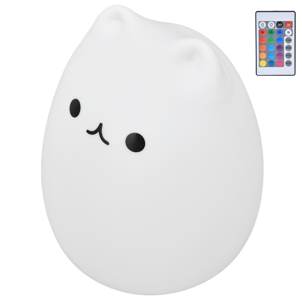 Silicone LED Night Light Remote Control USB Charging Colorful Cat Light for BedroomPopular Cat
