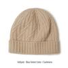 Women's Pure Cashmere Cable Knit Beanie - Warm, Windproof with Ear Protection for Autumn/Winter