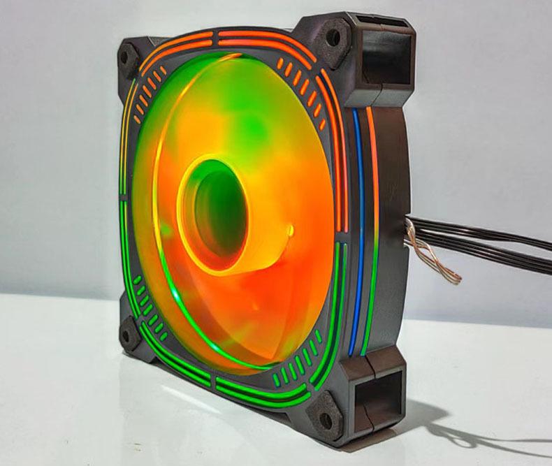 AGB 12cm RGB Temperature-Controlled Chassis Fan, Large 4-Pin, White/Black, Synchronous Cooling