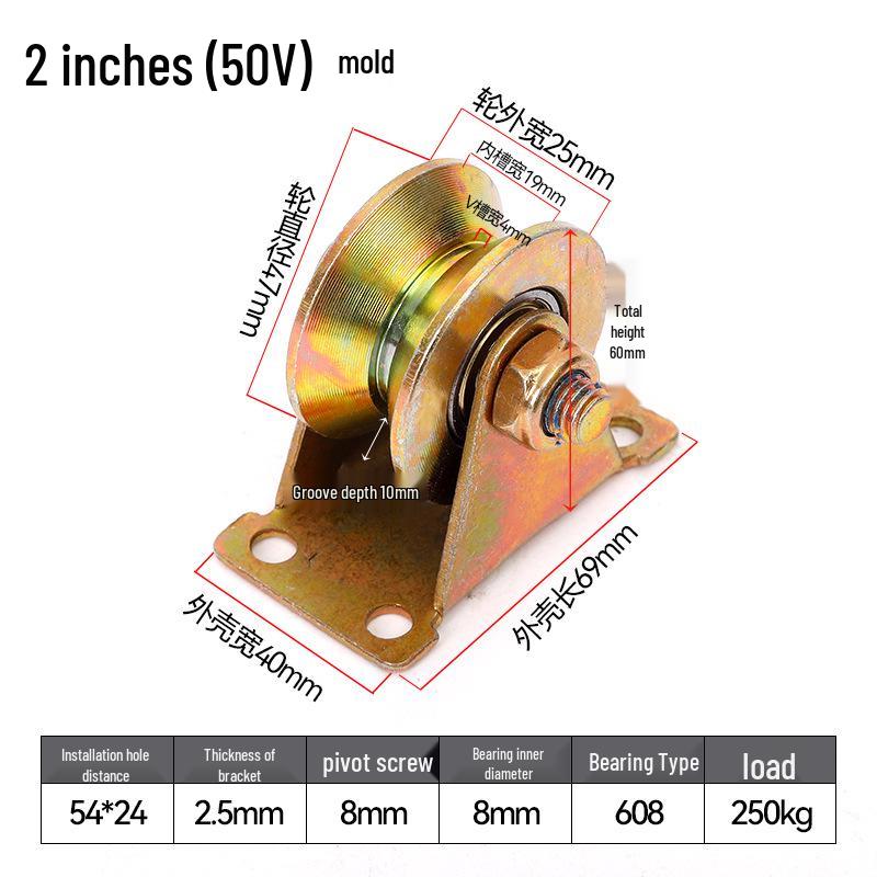Heavy Duty U-Shaped Double Rail Steel Guide Wheel Pulley with V-Shaped Angle