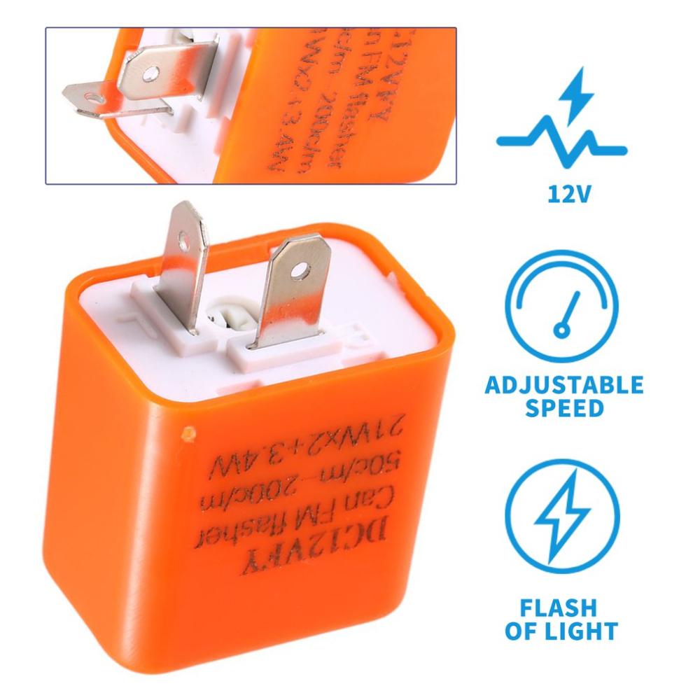 2 Pin LED Flasher Relay 12V Adjustable Frequency of Turn Signals Blinker Indicator Relays For Motorcycle Motorbike Accessories