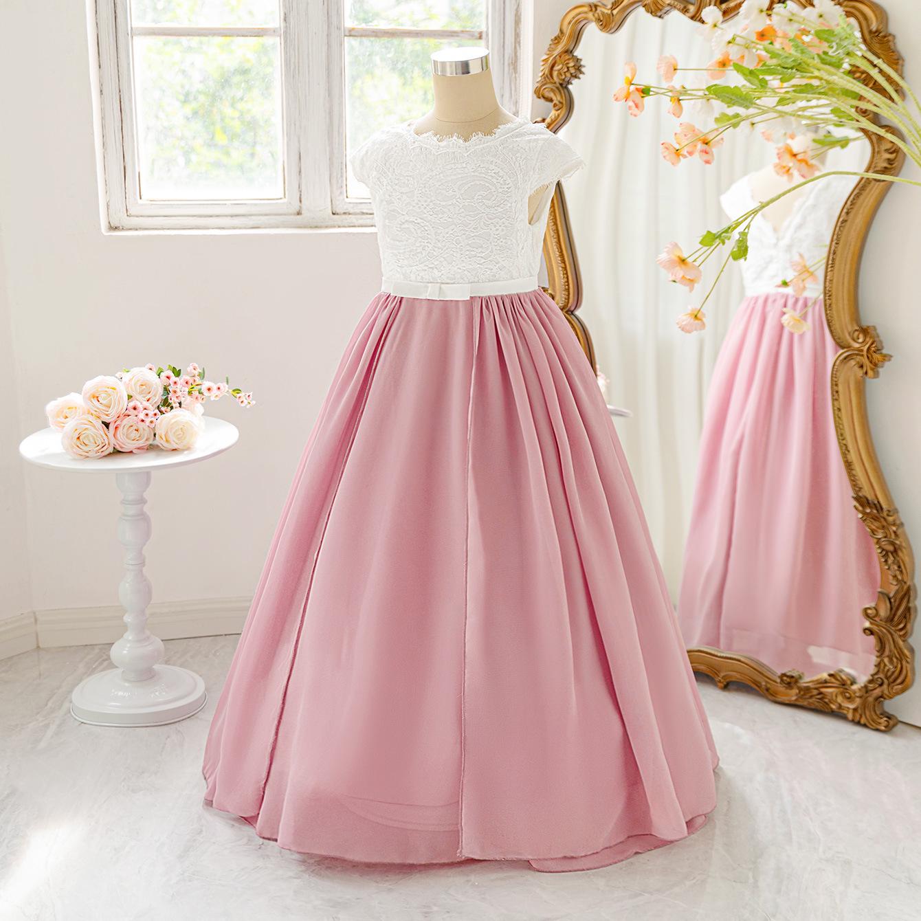 

Girls Princess Lace Dress - Flower Girl Wedding & Party Gown 150cm