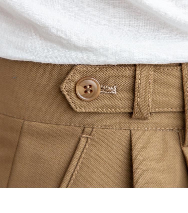 Men's Khaki Business Casual High-Waist Straight-Leg Trousers