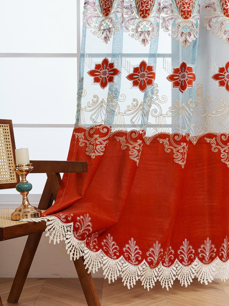 Elegant European Embroidered Floral Curtains High-End Finished Product for Living Room Bedroom Villa Luxury