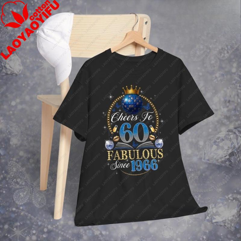 Custom 60th Birthday Trending Shirt For Wounisex Cheers To 60 Since 1966 Gift Personalized Graphic Tshirts Regular Short Sleeve