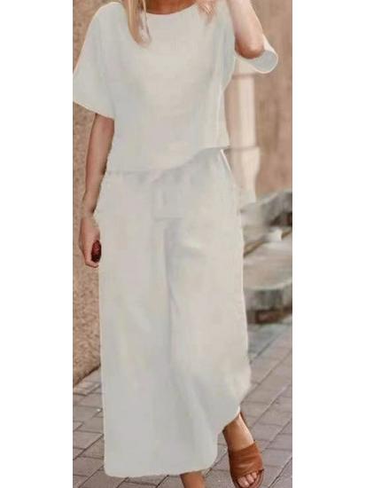 

Повседневный европейский и американский костюм-двойка большого размера однотонного цвета: Свободная рубашка и брюки XL белый