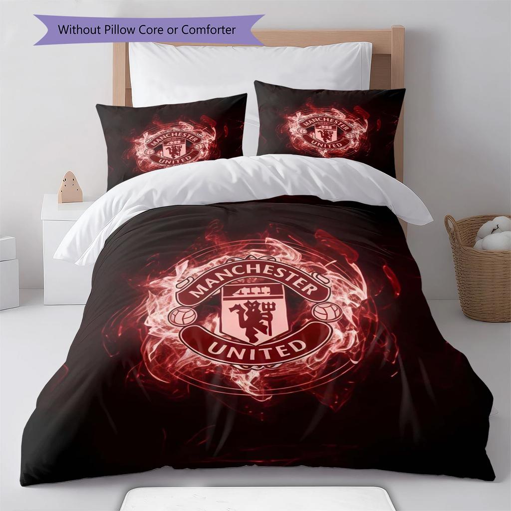 Set Lenzuola Trapunta Manchester United Copripiumino Federa Decorazione Casa Regalo di Compleanno (1 * copripiumino + 2 * federa, senza nucleo)