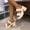 Thick-soled One-word Cool Slippers Women's Fashion Heightening Outer Wear Slippers Thick Heel Sandals Women