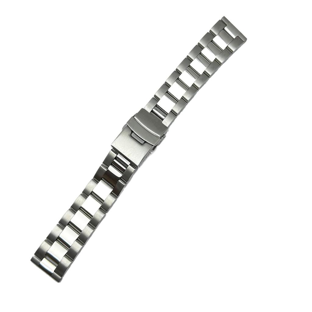 Diving Safety Buckle Flat Head Watch Strap - Stainless Steel Band for Men's Watches, Polished, 18mm/20mm
