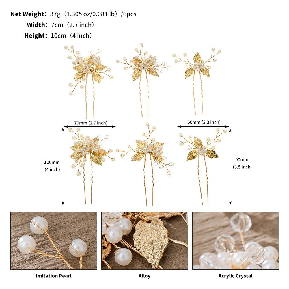 Retro ślubny ozdobny grzebień, ręcznie robiona spinka do włosów, kryształowo-perłowa ślubna spinka do włosów, złota spinka do włosów z kwiatami i liśćmi