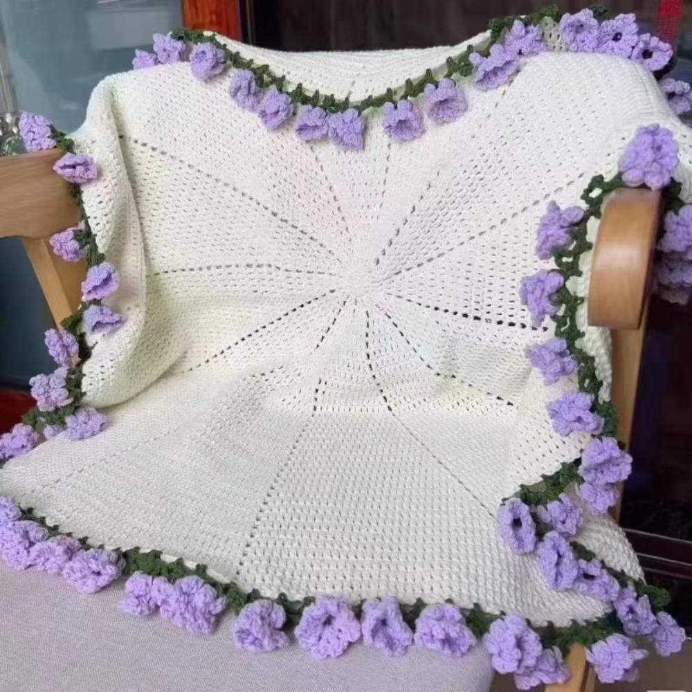 Not Finished Product Rose Bouquet Blankets DIY 110cm Flower Bouquet Blanket Crochet Kit Handmade Crocheted