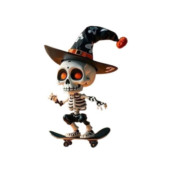Acrylic Skeleton 2d Skateboard Design Halloween Car Pendant Decoration For