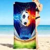 1Pc Soccer Ball Flames Beach Towel, Quick Dry, Multi-Use for Beach Pool Gym Yoga Home Travel, Christmas, Halloween, Xmas Gift M929348