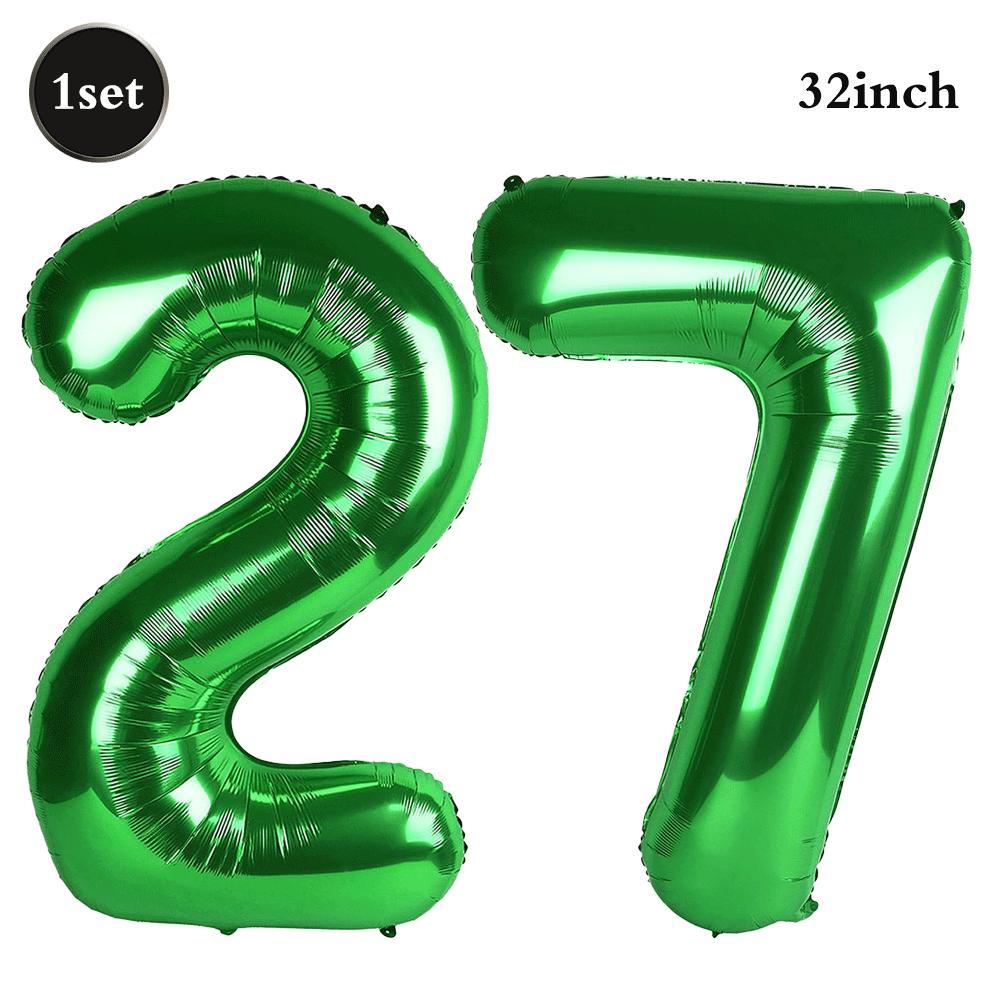 32 Inch Green Number Foil Balloons 0-9 Jungle Safari Theme Soccer Party Decor Kid Boy 1st Birthday Dinosaur Baby Shower Supplies