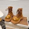 British Martin Boots Women's Summer New Retro Small Man Platform Short Boots Heightening Locomotive Rhubarb Boots