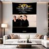 U2 Joshua Tree Tour 2017 black poster with the Joshua tree silhouette and a band photo below on white sand, vivid retro, Room Decor Accent