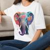 Colorful Floral Elephant T-Shirt | Watercolor Elephant Animal Tee Gift for Her Mom Grandma Family Friend Sister Crew Team Party Aunt