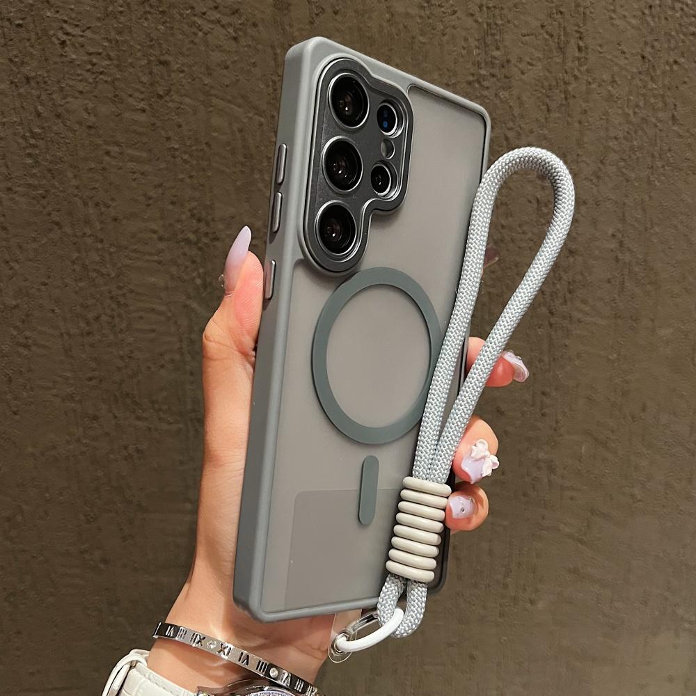 Šňůrka na zápěstí Magnetický Matný Průsvitný Kryt Pro Pro Samsung S26 S25 Ultra S24 FE S23 Plus Pro Magsafe Bezdrátové Nabíjení Kryt