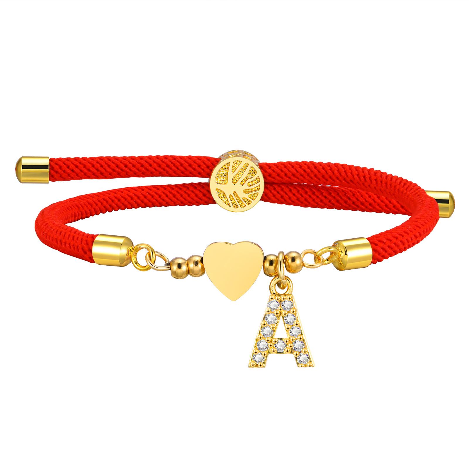 

Heart With Initial Bracelet Womens,Adjustable Milan Braided Handmade Rope Bracelet A-Z 18K Plated Matching Couple Friendship