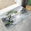 Chinese Ink Painting Doormat Traditional Landscape Willow Tree Rug Oriental Decor for Tea Room