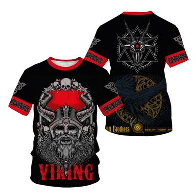 Trendy Retro Viking Warrior Pattern 3D Digital Printed Men's T-shirt