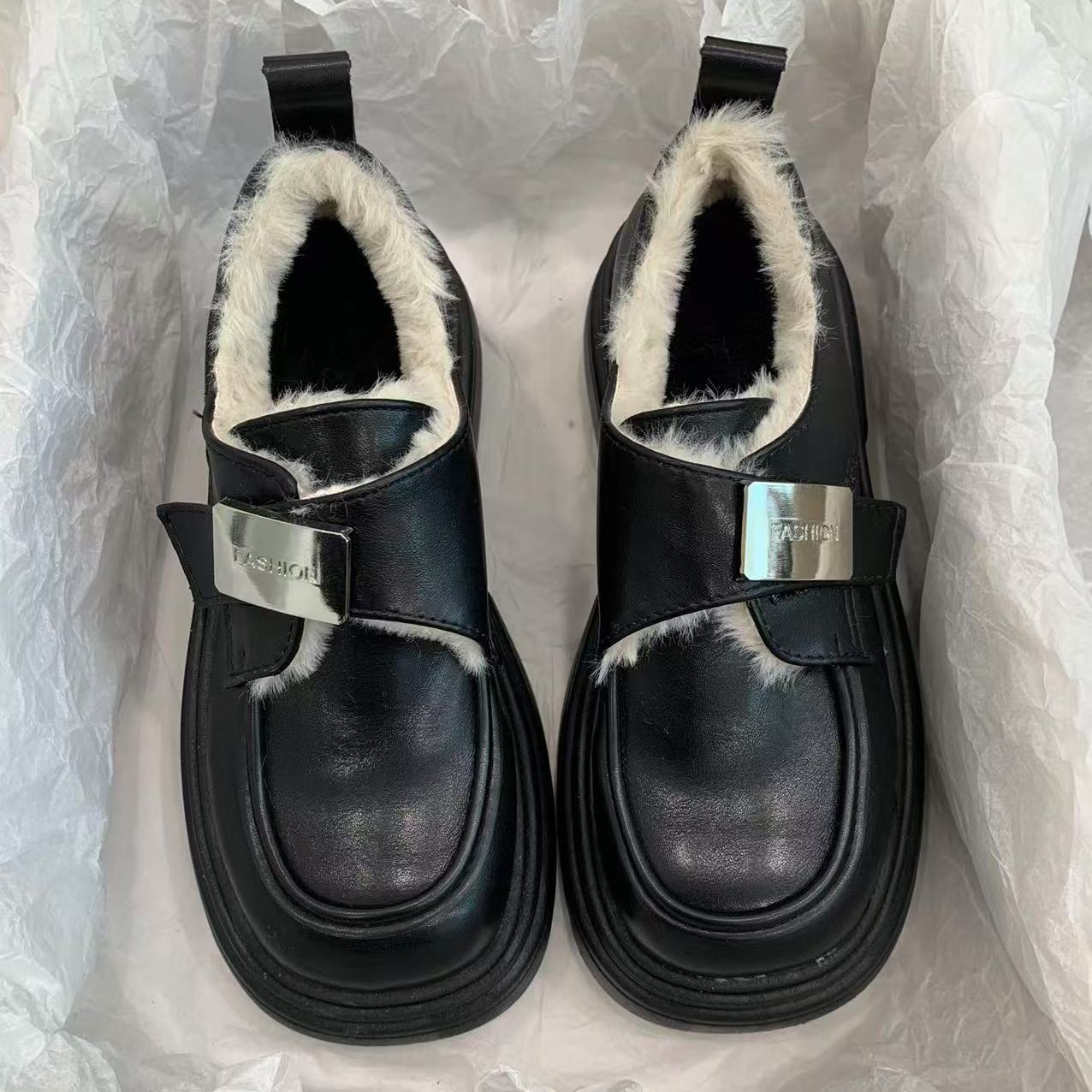 

Женские лоферы на платформе 2025 осень новая осенняя британский стиль маленькие кожаные туфли универсальные женские Мэри Джейн женские 36