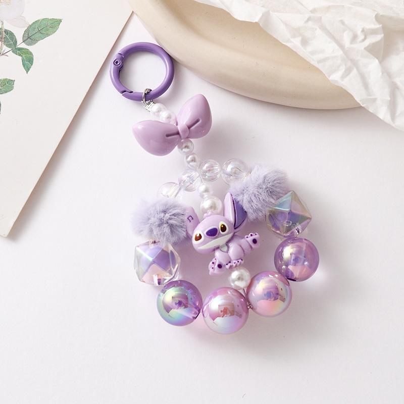 Cartoon Girl Heart Fun Handmade Beaded Acrylic Non Dropping Paint Phone Chain Grabber Doll Keychain Bag Hanging Decoration