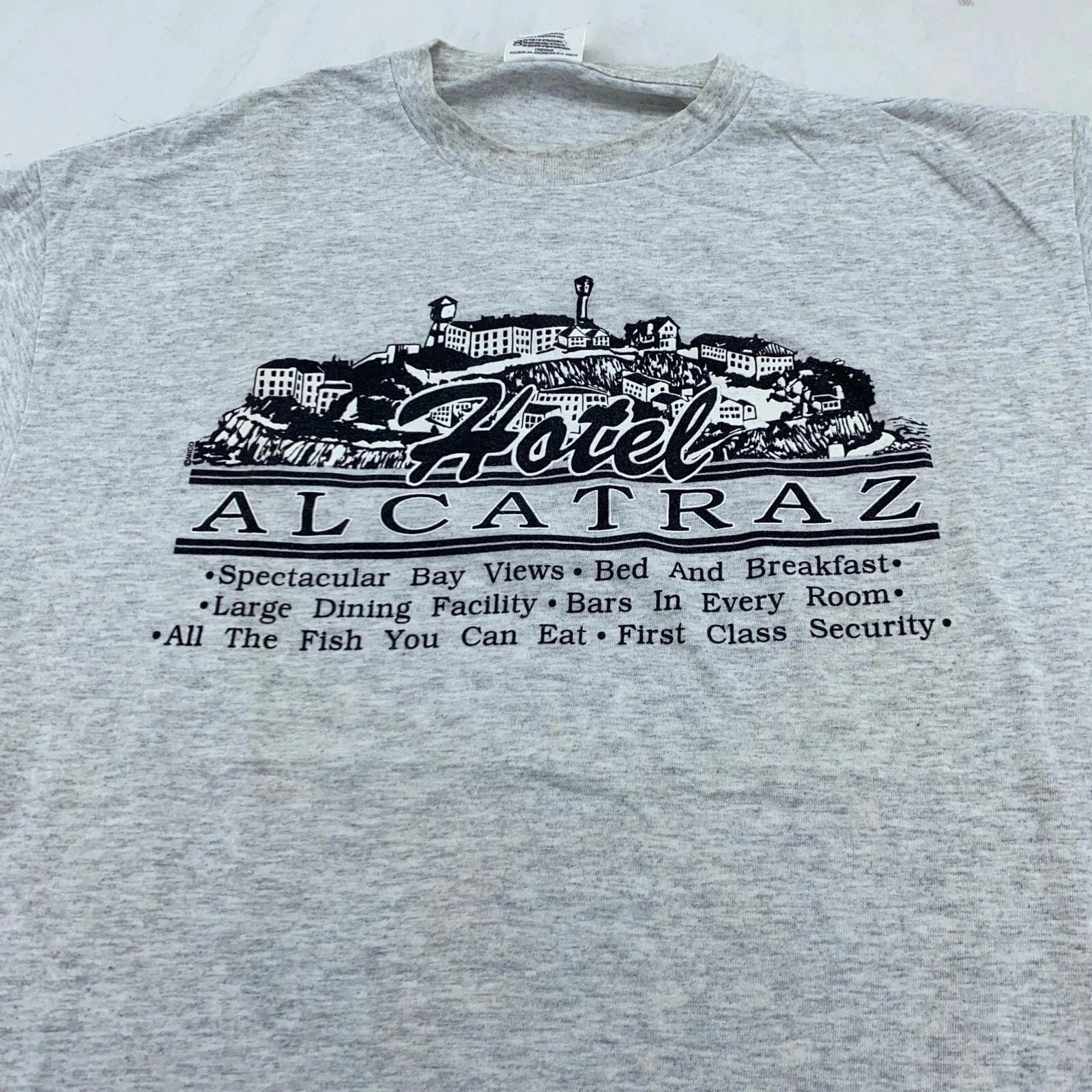 

винтажная футболка 90-х HOTEL ALCATRAZ PRISON M/L смешная шутка все включено тюрьма 2XL