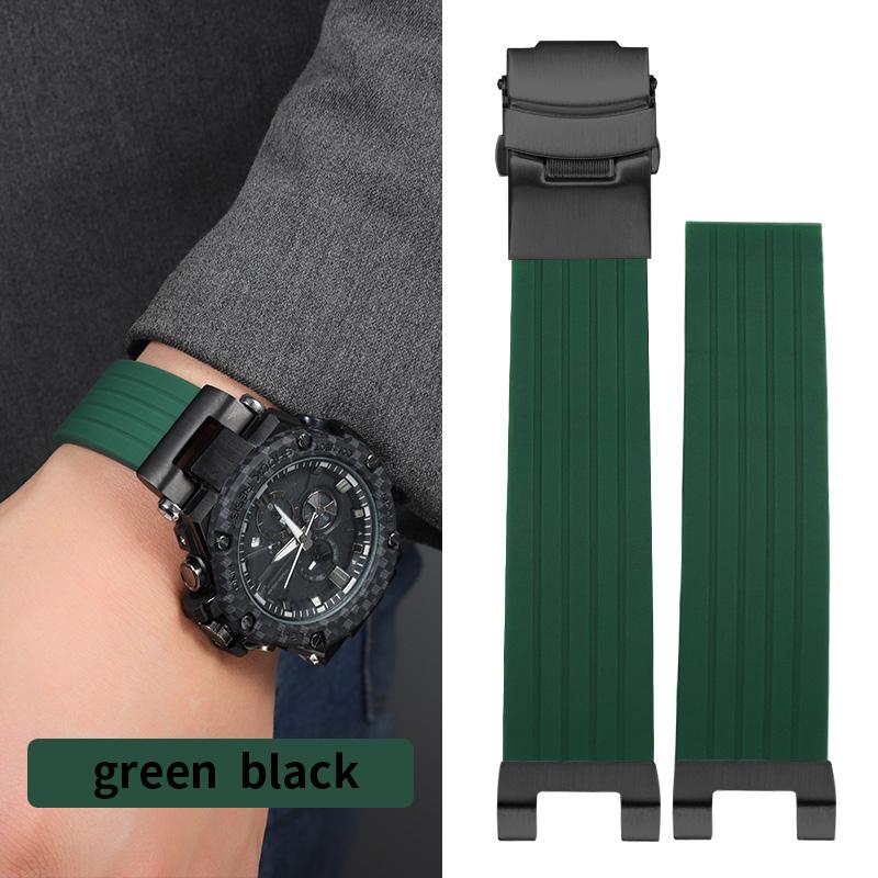 Modified Silicone Strap for Casio GSHOCK GST-B100 GST-S130/W300/400G/W110/S120 Diving Sport Wristband with Stainless Steel Adapt
