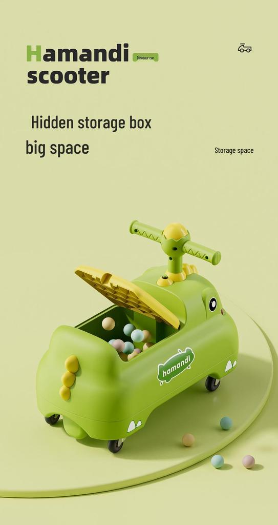 Dinosaur Ride-On Car for Toddlers Aged 1-3 – Four-Wheel Balance Scooter for Boys and Girls