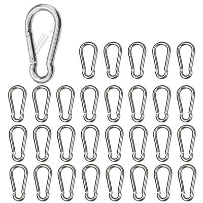East Leaf Stainless Steel Carabiner Hooks, Keychains, 40kg Load Capacity, 5cm, Set of 30, Silver