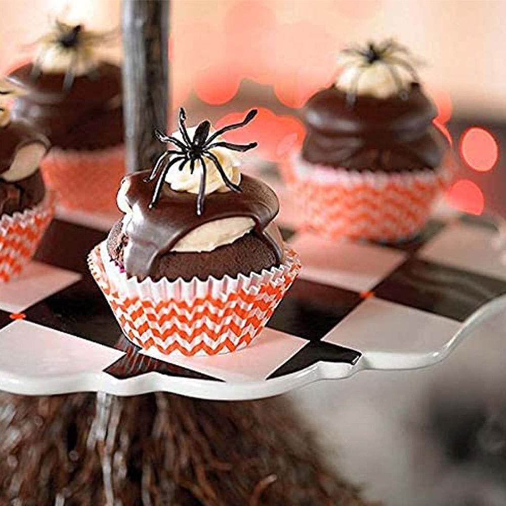 3 Tier Halloween Wood Cake Stand Anti-deformation Witch Broom Table Table Snack Tray Cake Stand