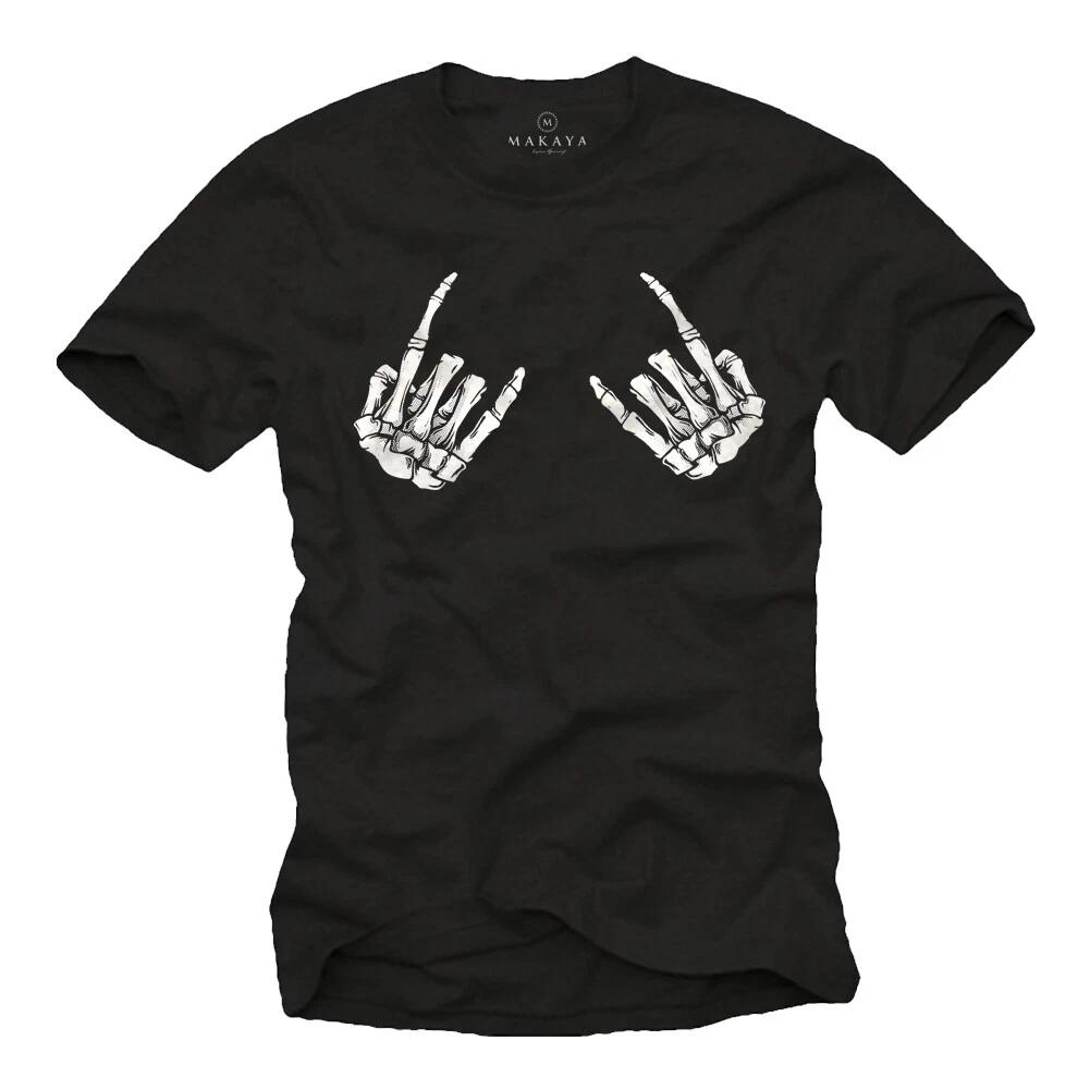 Skull Rock T-Shirt Mens Gents Skull Motif Heavy Metal Punk Band Black - S