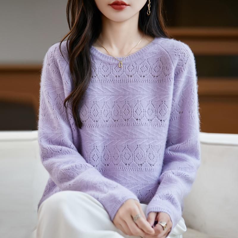 Women's cashmere sweater Qinghe cashmere 30% cashmere 70% wool autumn and winter pullover warm and fashionable