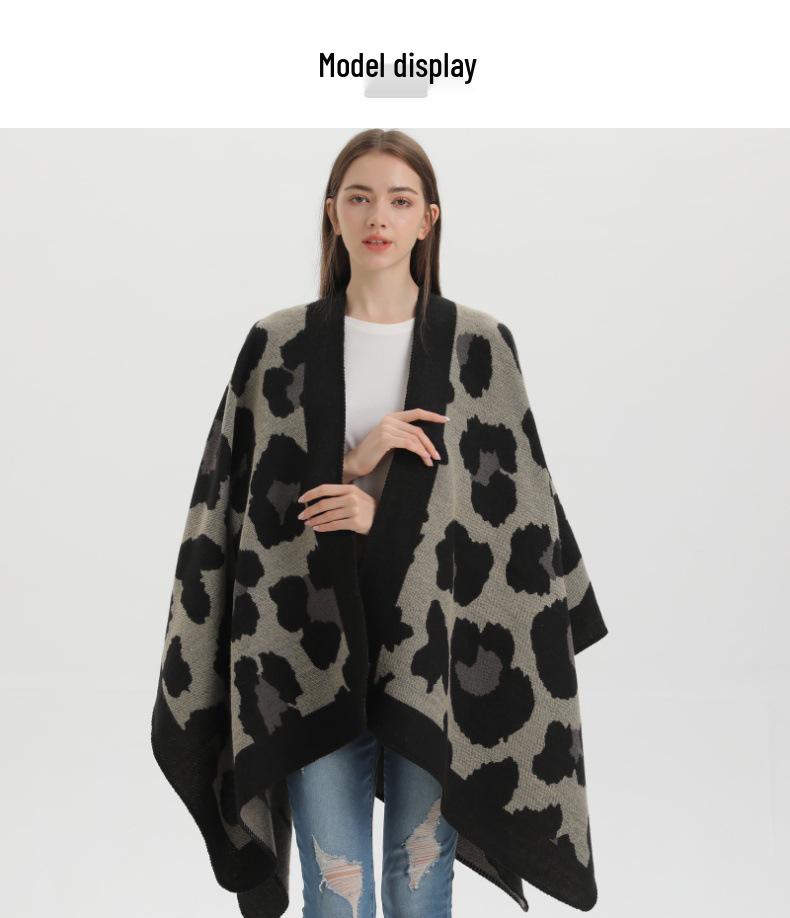 European & American Leopard Print Shawl: Autumn/Winter Imitation Cashmere Cape Scarf