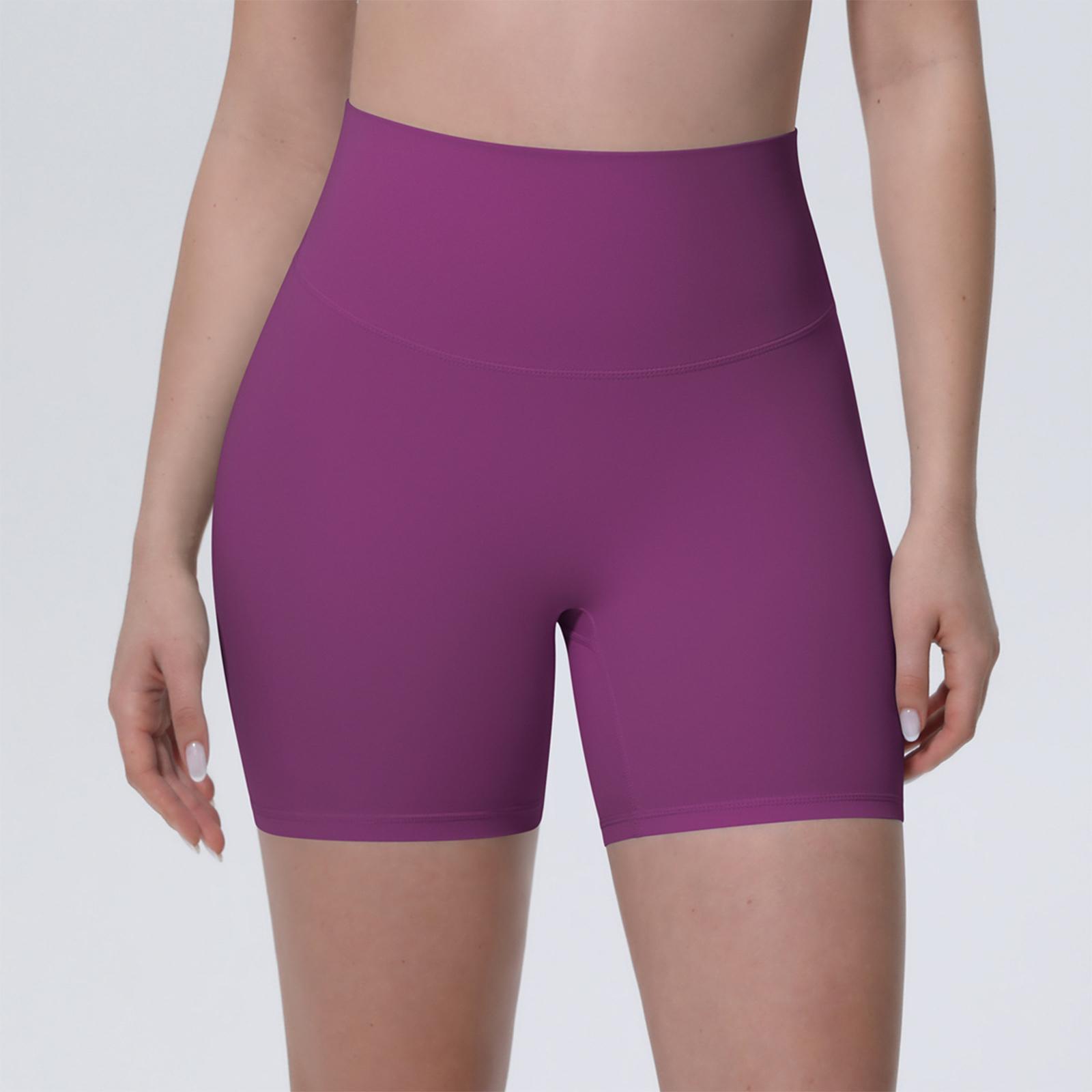 

Women s Fashionable Color Tight Yoga Pants, Sports Running And Fitness Three Part Shorts S фіолетовий